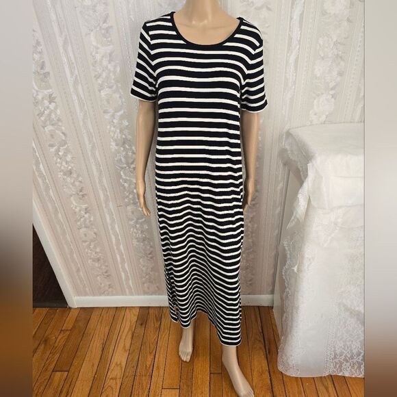 Tahari Black and White Striped Maxi Dress - Picture 1 of 7
